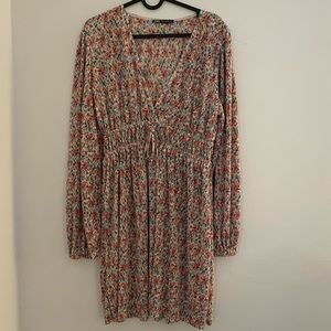 V Neck Dress from Zara, Size L, Multicolour Floral Print